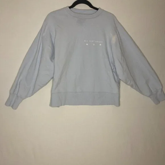 AYR All Year Round The Sweatshirt Crewneck Light Blue Small **FLAW** 100% Cotton - Picture 2 of 12